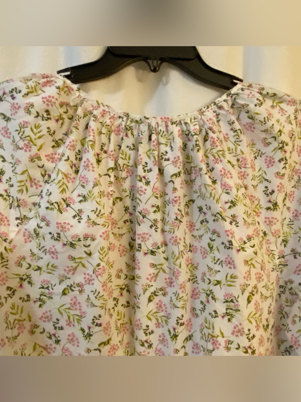 J Crew Button Down Peasant style Top. Flat Collar w/Tie at Top. Size XL. Cotton - Picture 8 of 11